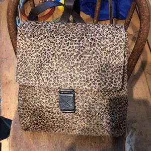 Bottega Veneta leather leopard backpack